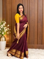 GOLD SEMI KANCHI COTTON SAREE - Image 4