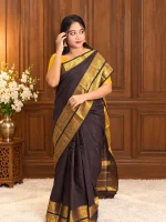GOLD SEMI KANCHI COTTON SAREE - Image 2