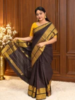 GOLD SEMI KANCHI COTTON SAREE - Image 5