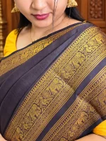 GOLD SEMI KANCHI COTTON SAREE - Image 7