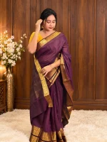 GOLD SEMI KANCHI COTTON SAREE - Image 6