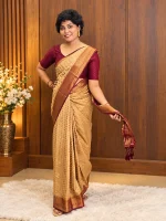 BEIGE VISCOSE BANARASI SAREE - Image 2