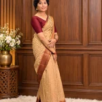 BEIGE VISCOSE BANARASI SAREE