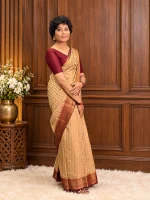 BEIGE VISCOSE BANARASI SAREE