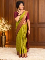 GREEN VISCOSE BANARASI SAREE - Image 2