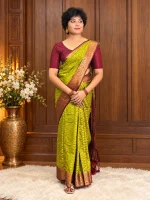 GREEN VISCOSE BANARASI SAREE