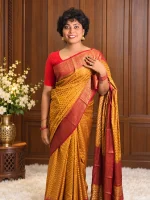 ORANGE VISCOSE BANARASI SAREE
