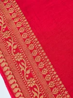 BOTTLE GREEN SEMI LINEN SAREE - Image 4
