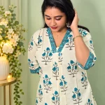 JAIPURI FLORAL PRINT YOKE KURTHI
