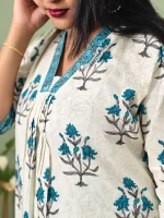 JAIPURI FLORAL PRINT YOKE KURTHI - Image 5