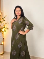 V-NECK COTTON BLOCK-PRINT KURTHI - Image 4