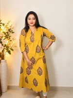 V-NECK COTTON BLOCK-PRINT KURTHI - Image 7