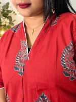 V-NECK COTTON BLOCK-PRINT KURTHI - Image 13