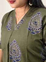 V-NECK COTTON BLOCK-PRINT KURTHI - Image 8