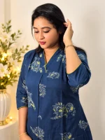 V-NECK COTTON BLOCK-PRINT KURTHI - Image 9